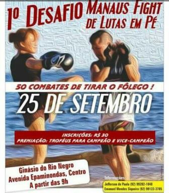 1º Desafio Manaus Fight de Lutas em Pé acontece neste domingo, no Ginásio do Rio Negro