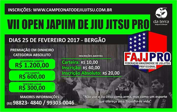 7º Open Japiim abre temporada do jiu-jítsu profissional no Amazonas