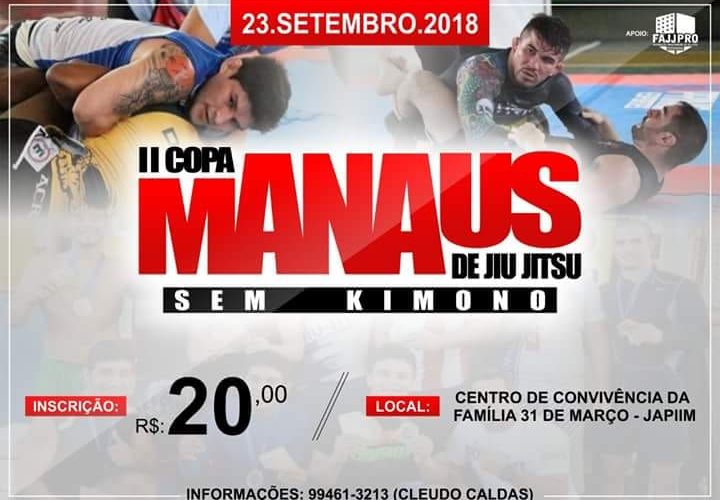 Inscrições para a 2ª Copa Manaus de BJJ Sem Kimono encerram nesta sexta-feira (21)   